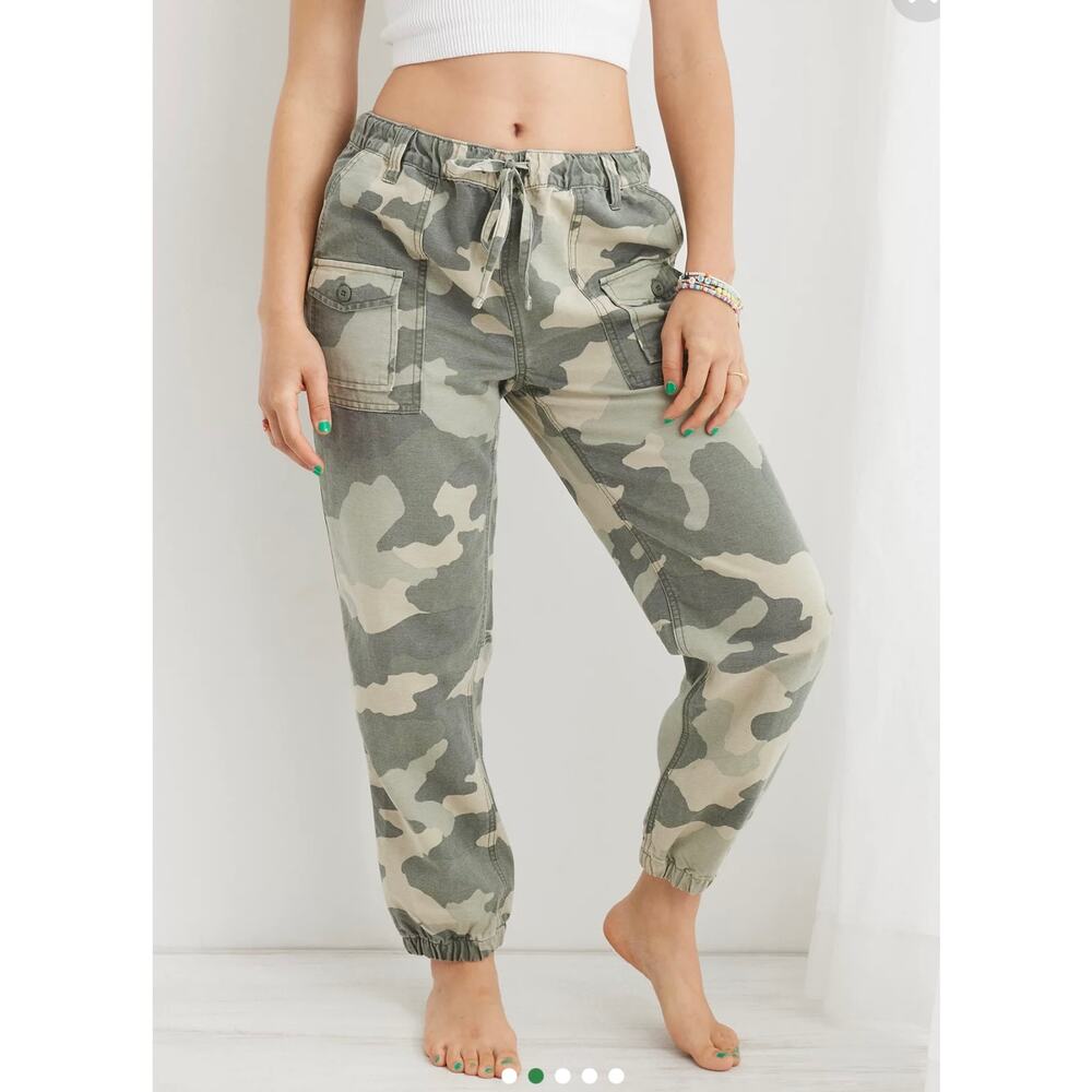 Aerie Double Pocket Utility Jogger Pants Camo‎ Size Womens Medium No Drawstring